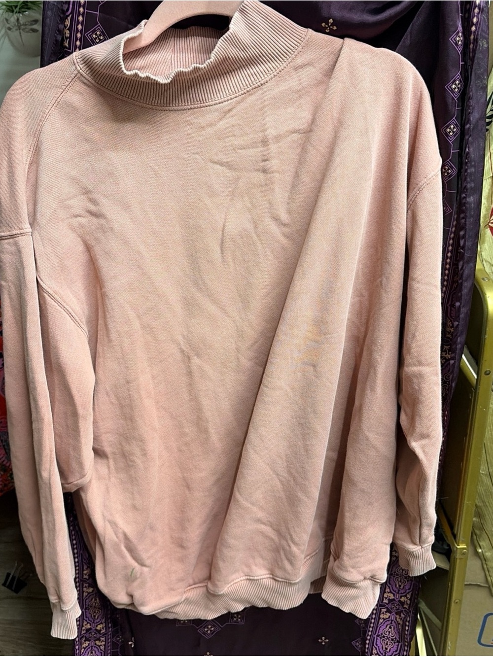 Aerie dusty rose oversized mock neck sweatshirt sweater sz XL